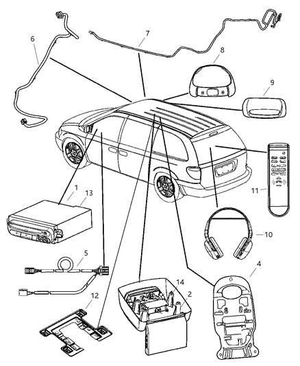2005 Dodge Grand Caravan Player DVD - Single Play Diagram for 5094038AA