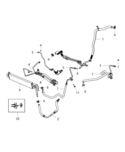 2019 Jeep Wrangler Hose Power Steering Return Power Steering Gear To Cooler Diagram for 52124650AG