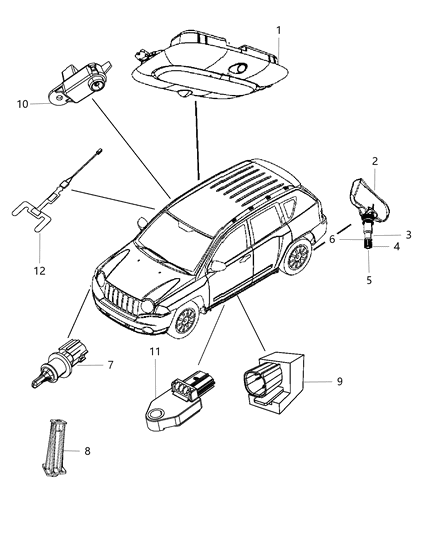 2005 Jeep Grand Cherokee Sensor Kit Tire Pressure Diagram for 68078861AA