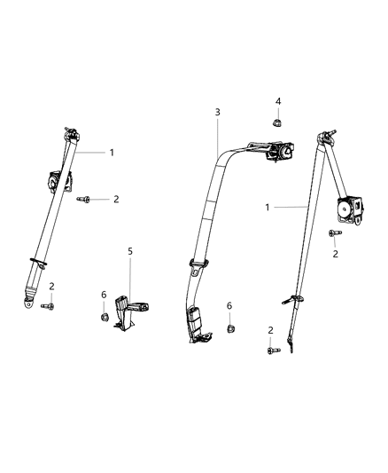 1986 Dodge B350 Seat Belt Retractor Diagram for 5UZ22DX9AB