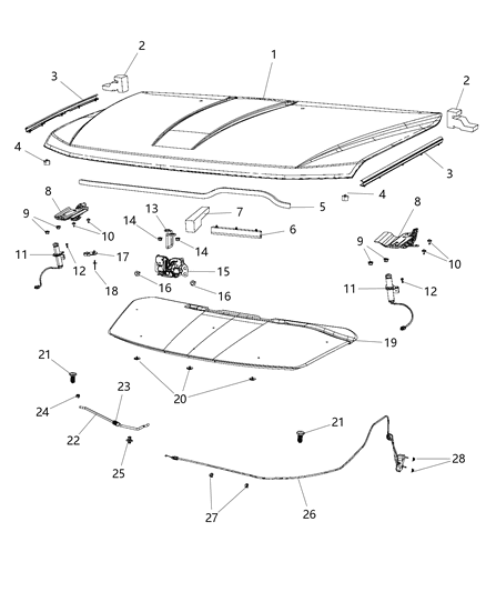 Release Hood Latch Diagram for 5155803AD