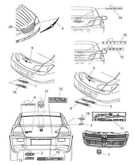 Emblem Chrysler Wing Diagram for 5116124AB