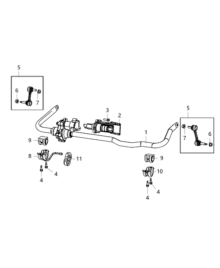 2011 Jeep Patriot Link Kit Stabilizer Bar Diagram for 68205009AA