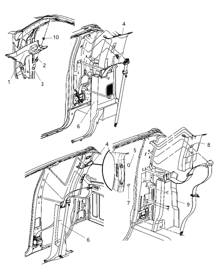 2009 Dodge Ram 2500 Molding A Pillar Diagram for 5GR28BD1AH