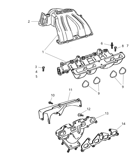 Manifold Exhaust Diagram for 53013263AB