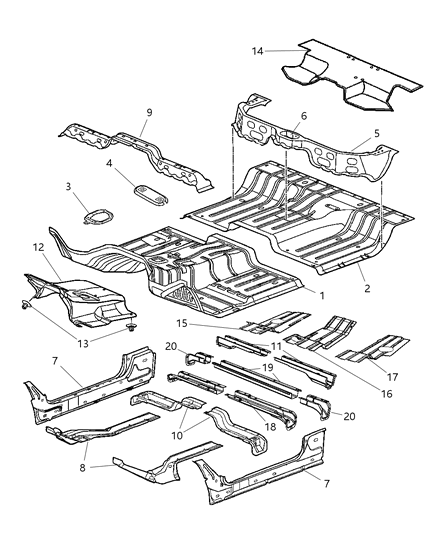 Panel Front Floor Pan Diagram for 55276027AA