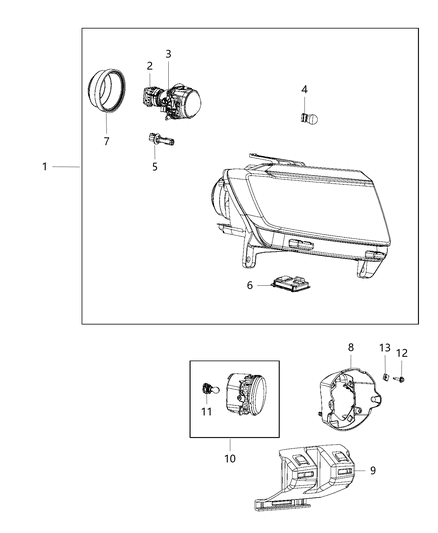 Headlamp Diagram for 55079367AC