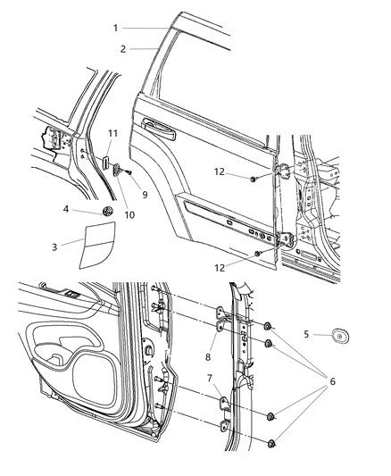 Door Rear Diagram for 55113635AO