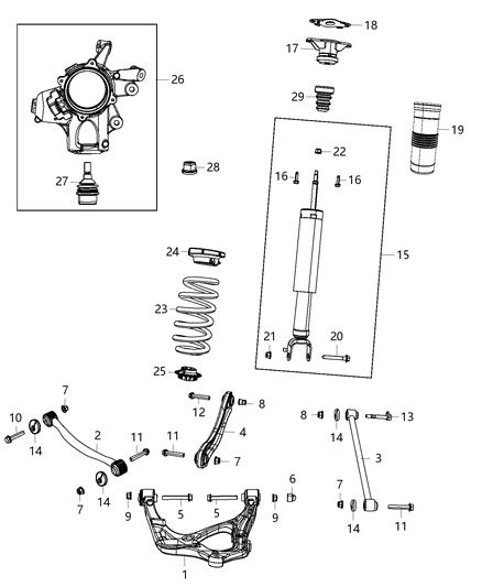 2010 Jeep Commander Shock Absorber Kit Suspension Rear Diagram for 68382346AB