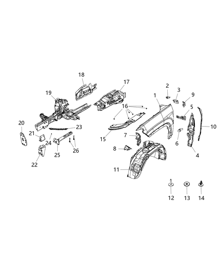 Rail Frame Front Diagram for 68330478AB