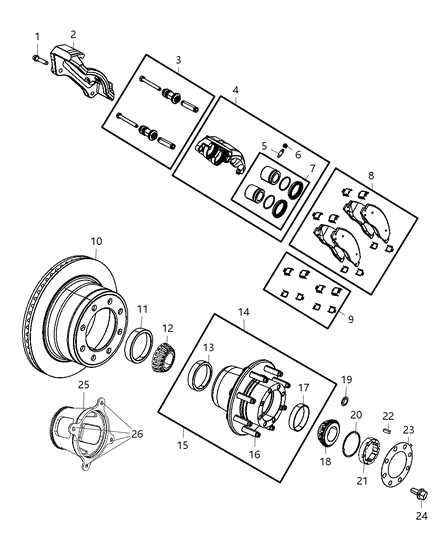 2014 Ram 3500 Nut Bearing Adjusting Diagram for 5086760AA