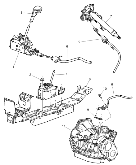 2006 Chrysler Sebring Cable Gearshift Control Diagram for 4578164AC