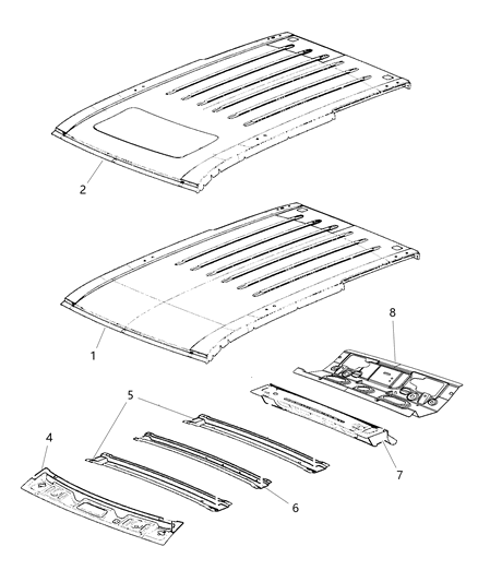 Header Roof Front Diagram for 55369449AC