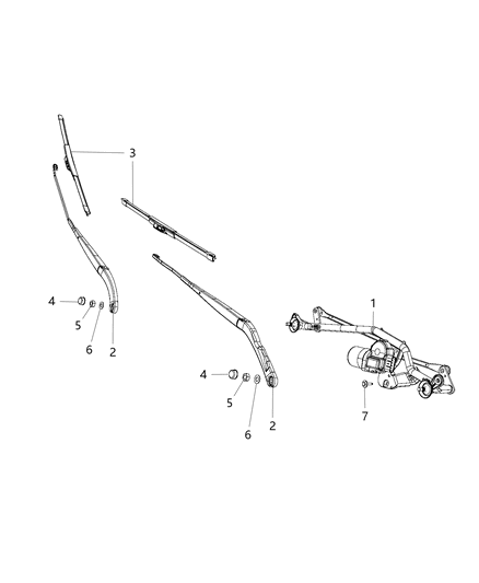 Motor Windshield Wiper Diagram for 4725998AB