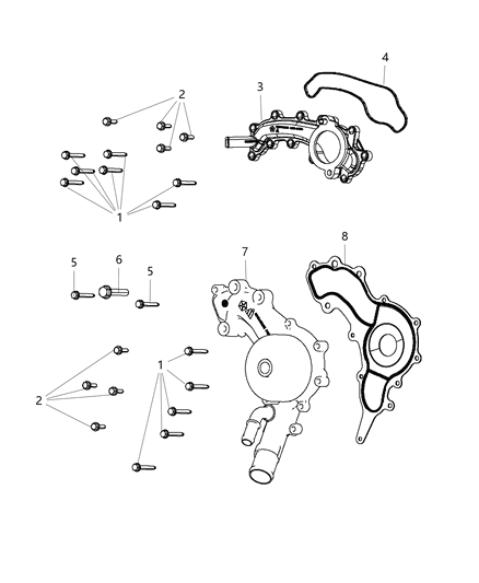 1988 Jeep J20 Pump Water Diagram for 4893942AB