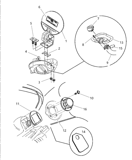 1999 Dodge Viper Cap Fuel Filler Diagram for 4763684AC