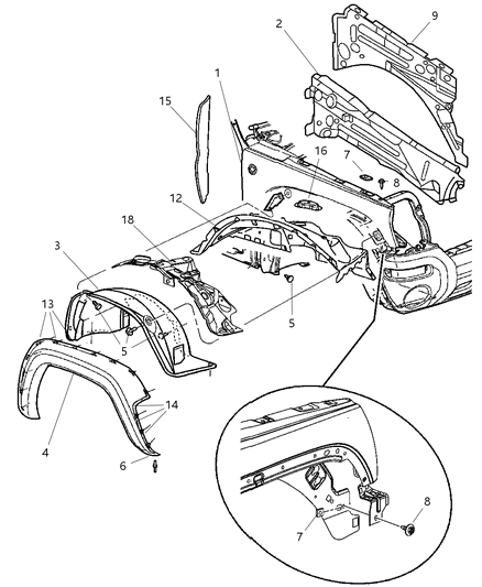 Reinforcement Fender Diagram for 55177414AF