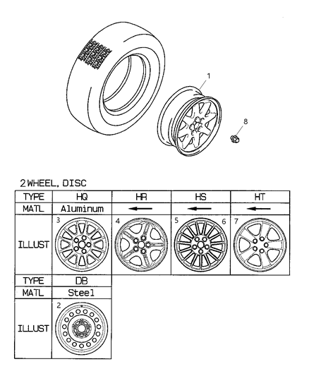 2003 Dodge Stratus Nut Wheel Diagram for MB149970