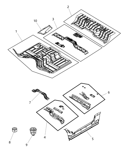 2020 Ram 4500 Crossmember Rear Floor Diagram for 68137955AB