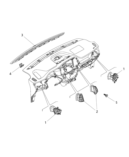 1986 Jeep Comanche Outlet A/C & Heater Inner, Left/Right Outlets, Radio Bezel Diagram for 5YJ84LXHAA