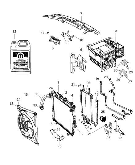 Antifreeze Coolant Gallon Standard Ms-9769, 6 Gal. Diagram for 68051212AA