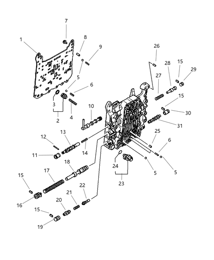 1998 Dodge Dakota Valve Valve Body Diagram for MD757098
