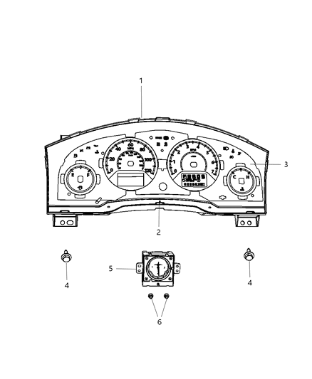 2009 Dodge Grand Caravan Cluster Instrument Panel Diagram for 5172461AB