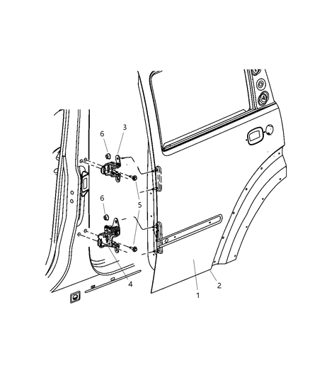 1985 Dodge Aries Hinge Assembly Lower Door Diagram for 55360918AD
