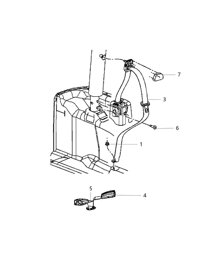 Bolt Center Seat Belt To Frame Attaching Diagram for 68002969AA