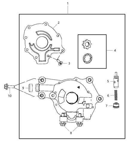1994 Dodge B250 Pump Engine Oil Diagram for 4663745AC