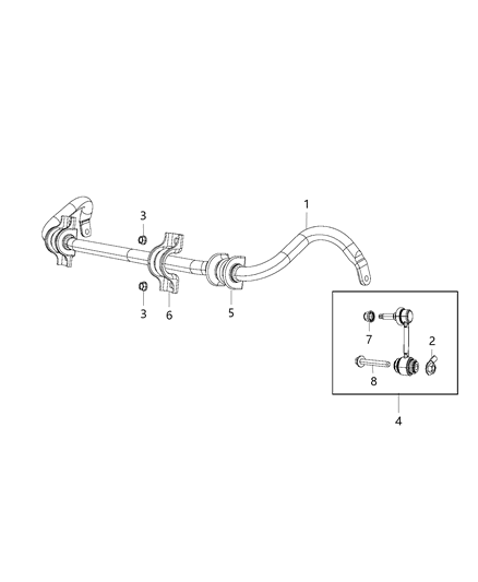2018 Dodge Durango Link Kit Stabilizer Bar Diagram for 68280911AE