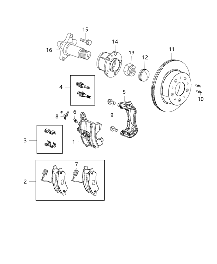 Hub & Bearing Assembly, Rear Diagram for 68094829AA