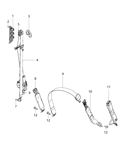 1984 Jeep Cherokee Seat Belt Front Outer Diagram for 5KS791R3AC