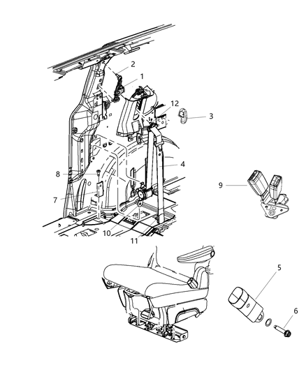 1987 Dodge Colt Seat Belt Rear Quad Inner Diagram for 1TP521L5AA