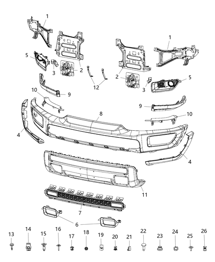Bracket Kit Bumper Outer Diagram for 68271501AB