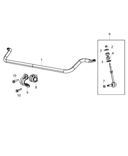2019 Ram 2500 Link Kit Stabilizer Bar Diagram for 68205009AA
