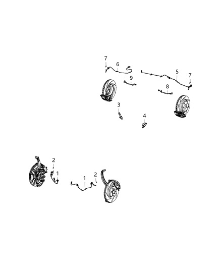 Sensor Anti-Lock Brakes, Front Diagram for 68261168AC