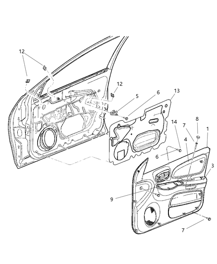 2003 Dodge Neon Armrest Door Front Diagram for QS27XDVAA