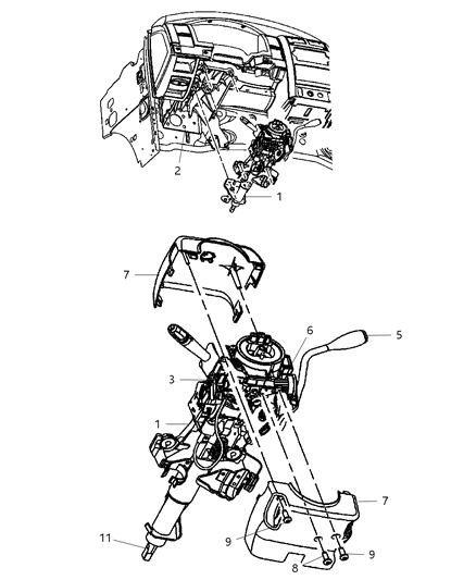 1995 Dodge Ram 3500 Link Steering Column Parking Inhibit Diagram for 55351124AB