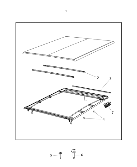 2002 Chrysler PT Cruiser Cover Tonneau Diagram for 68343465AE