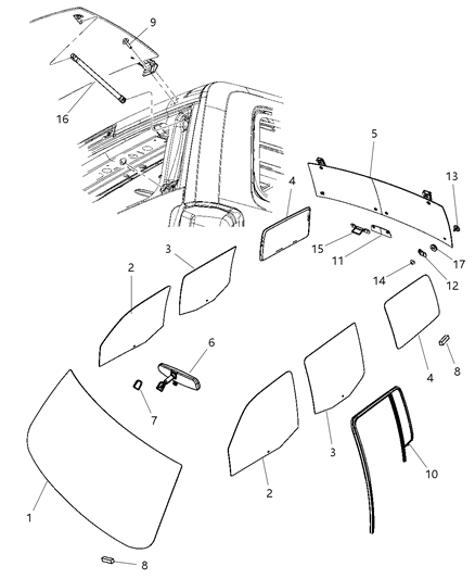 2014 Ram 2500 Mirror Inside Rearview Diagram for 68020439AB