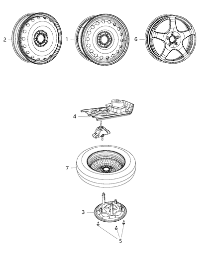 Wheel Spare Aluminum, Compact Diagram for 4726587AB