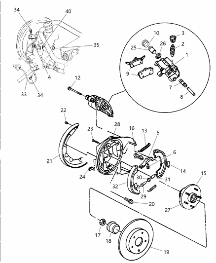 Hub And Bearing Brake Diagram for 5003550AA