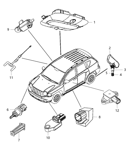 2008 Jeep Grand Cherokee Sensor Seat Belt Reminder Occupant Detection Diagram for 56038919AB