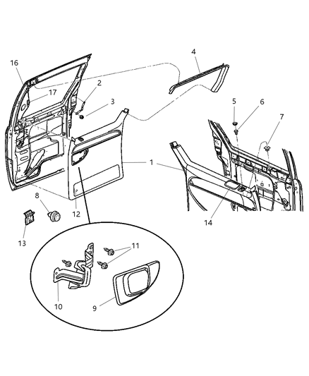 2005 Dodge Grand Caravan Plug Sliding Door/Liftgate Hinge Access Diagram for KK36BD1