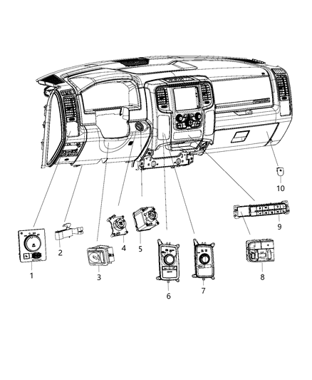 Switch Instrument Panel Diagram for 68137077AC