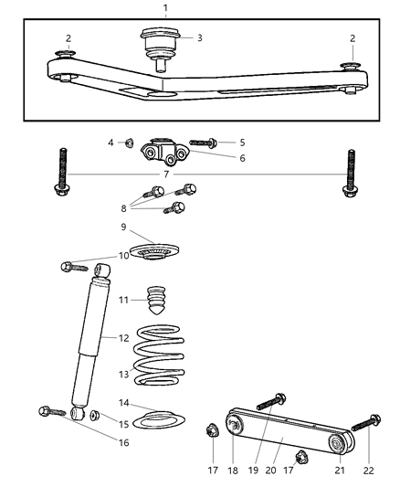 2021 Ram 1500 Classic Shock Absorber Suspension Rear Diagram for 52088673AC