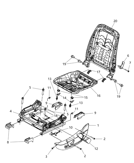 Cover Seat Track Rear Diagram for 1MZ281DVAA