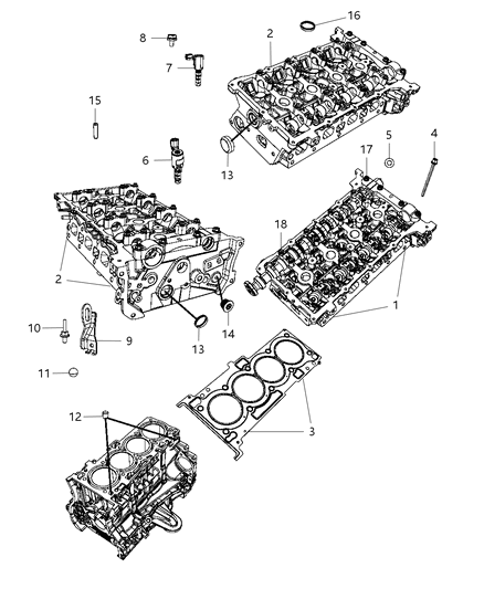 1999 Dodge Durango Head Package Engine Cylinder See Note For Contents Diagram for 68034276AB