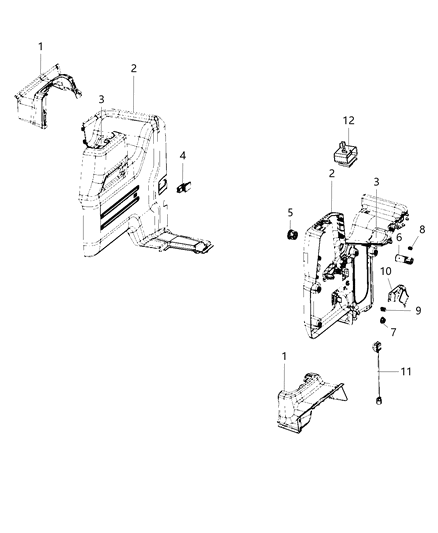 1988 Jeep J20 Bezel Cargo Trim Diagram for 6BM35TX7AB